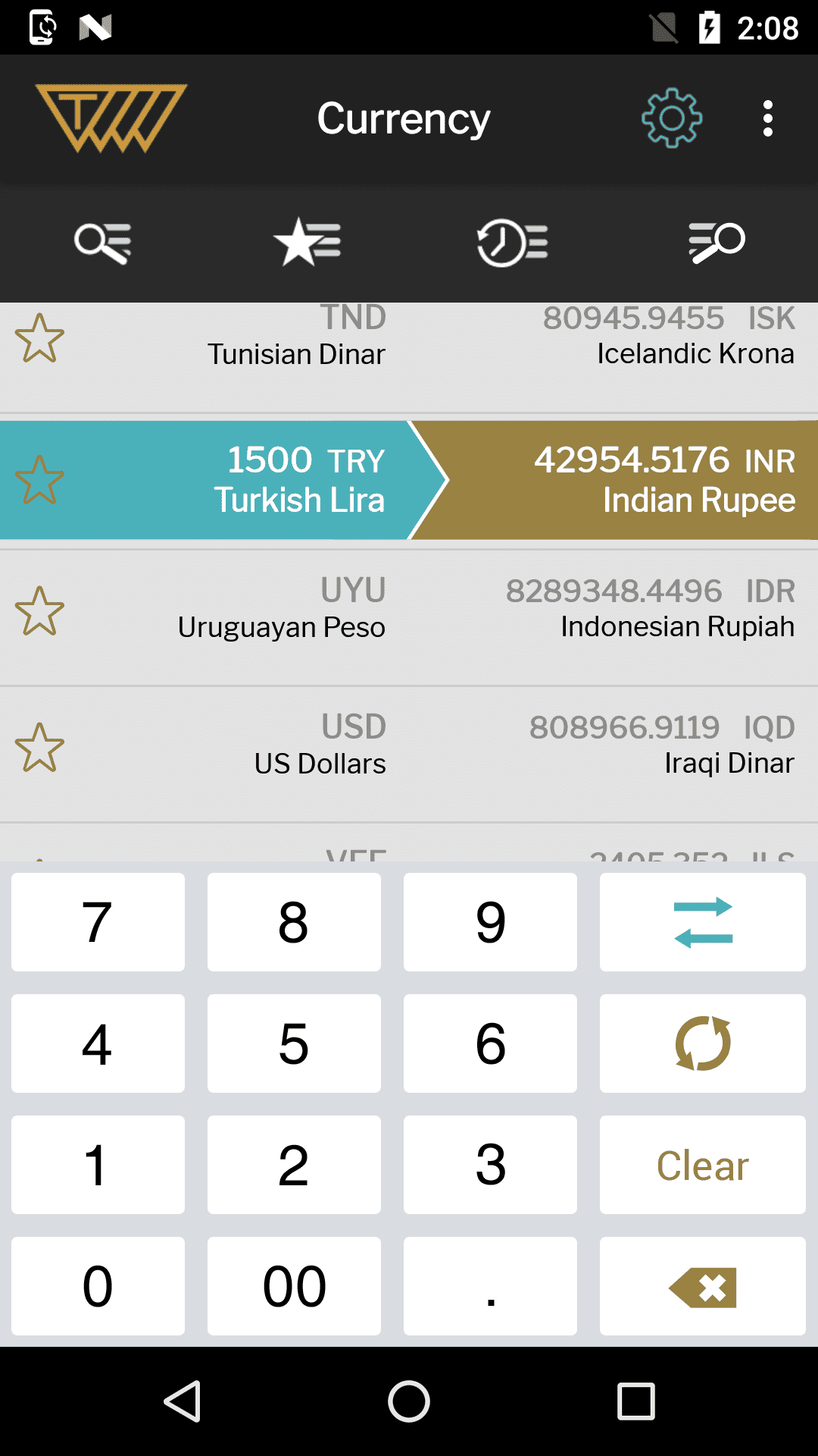 Tela do app converter