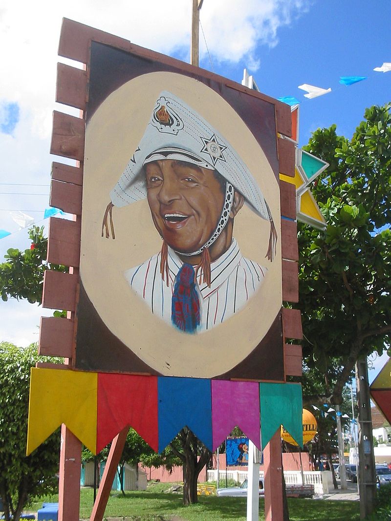 Placa com desenho de Luiz Gonzaga. Festa Junina, Caruaru.