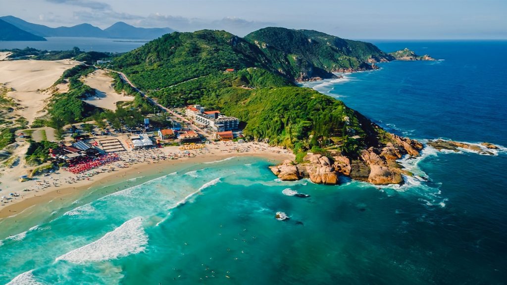 Vista área das Praias e areias de Florianópolis