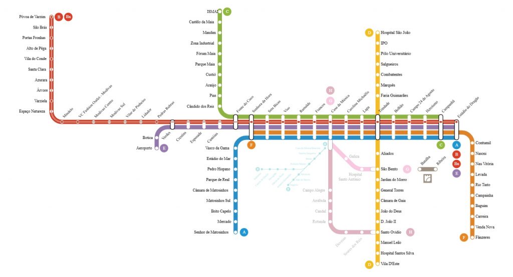 Mapa do Metrô do Porto