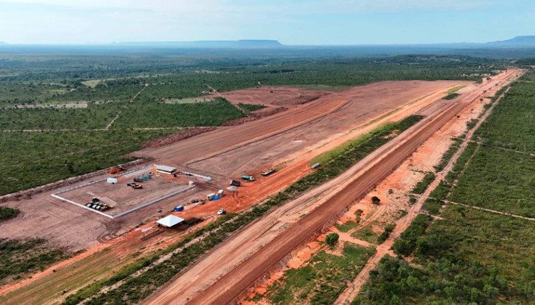 Vista aérea da região onde está situada a obra do aeródromo