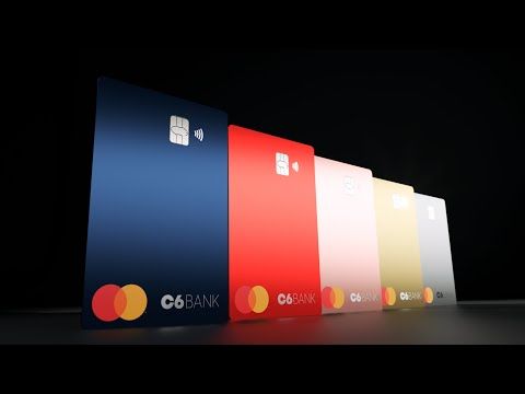 Uma seleção de vários cartões do banco digital C6 bank